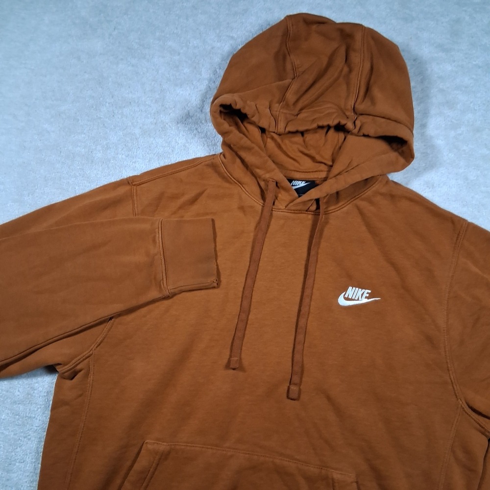 Nike Hoodie Mens Small Orange Sportswear Club Fleece Pullover Futura Logo BV2654
